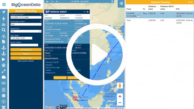 Vessel details ETA Calculated ETA BigOceanData